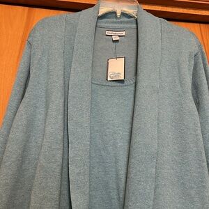 Croft & Barrow Women's Teal Cardigan with Built In Shirt Panel Size 2X Flaws